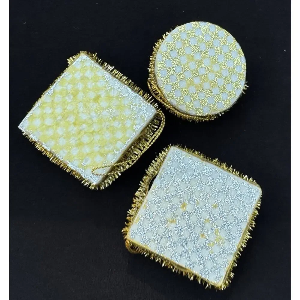 3 Vintage Japan Mercury Glass Chenille Tinsel on Foam Foil Ornament -LO2